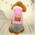 Pet dogs and cats autumn and winter new teddy bear warm tide brand bags woolen four-leg pants pink coat clothes
