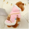 Pet dogs and cats autumn and winter new teddy bear warm tide brand bags woolen four-leg pants pink coat clothes
