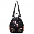 Spring and summer new flower embroidery backpack handmade rhinestone 3D dragonfly shoulder bag