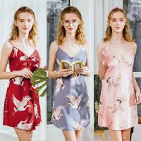 Pajamas silk pajamas ladies summer crane sexy suspenders nightdress home service DQ1011