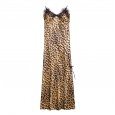 Pajamas silk ladies summer nightdress leopard pattern sexy suspenders nightdress with chest pad home service CQ1350