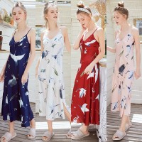 Yao Ting explosion models silk sexy pajamas ladies summer long section simple suspenders night skirt home service CQ1089