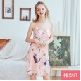 Yao Ting explosive silk sexy pajamas ladies summer lace sexy suspenders night skirt home service DQ1138