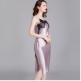 Yaoting pajamas women spring and summer silk thin section sexy V-neck strap nightdress women summer mid-length skirt home service 1675
