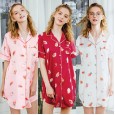 Yaoting small fresh silk shirt nightdress spring and summer comfortable nightdress nightwear home service SQ1153