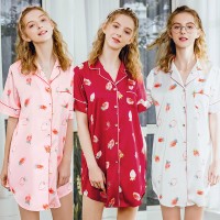 Yaoting small fresh silk shirt nightdress spring and summer comfortable nightdress nightwear home service SQ1153