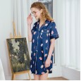 Yaoting small fresh silk shirt nightdress spring and summer comfortable nightdress nightwear home service SQ1153