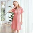 Silk nightdress ladies summer sexy lace short sleeve pajamas SQ1027