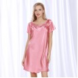 Yaoting classic silk pajamas ladies summer large size fat MM mid-length short-sleeved nightdress
