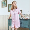 Yaoting striped silk ladies pajamas spring and summer comfortable sexy nightdress home service SQ1155
