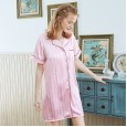 Yaoting striped silk ladies pajamas spring and summer comfortable sexy nightdress home service SQ1155