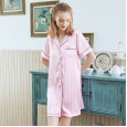 Yaoting striped silk ladies pajamas spring and summer comfortable sexy nightdress home service SQ1155