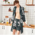 Pajamas silk pajamas summer men's shorts nightgown home service two-piece suit 1076 1077