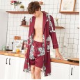 Pajamas silk pajamas summer men's shorts nightgown home service two-piece suit 1076 1077
