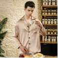 Yaoting classic silk pajamas men's summer long-sleeved pajamas home service two-piece suit TZ781