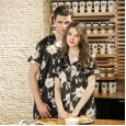 Yaoting classic silk couple pajamas female autumn short-sleeved shorts home service suit TZ716 717