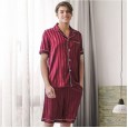 New silk couple pajamas men's summer and spring simulation silk female short sleeve shorts suit Korean version of home service