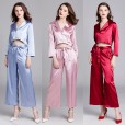 Pajamas ladies spring and summer summer silk long-sleeved trousers home service suits can be worn outside YT