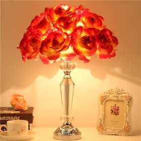 Table lamp bedroom bedside night lamp gift hotel cafe decoration rose flower luxury crystal lamps