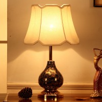 American simple ceramic table lamp bedroom living room hotel villa high-end luxury warm light bedside lamp