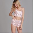 Version of silk sexy pajamas ladies summer wrap chest shorts two-piece suit home service thin section YT