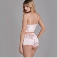Version of silk sexy pajamas ladies summer wrap chest shorts two-piece suit home service thin section YT