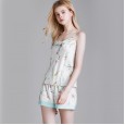 Pajamas ladies spring and summer silk sexy suspenders nightgown home service ladies three-piece suit can be worn outside YT