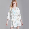 Pajamas ladies spring and summer silk sexy suspenders nightgown home service ladies three-piece suit can be worn outside YT