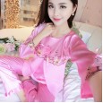 Spring and autumn winter ladies pajamas long-sleeved new simulation silk Korean girl ice silk home service suit summer XA