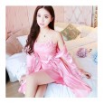 Women's spring and summer summer and autumn simulation silk nightgown sexy nightgown suit pajamas home service woman nightgown Korean version CP