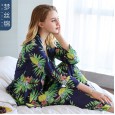 New spring and autumn simulation silk strap trousers pajamas long-sleeved home service three-piece suit home service