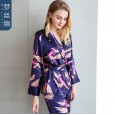 New spring and autumn simulation silk strap trousers pajamas long-sleeved home service three-piece suit home service