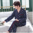 Autumn thin section men's long-sleeved suit silk home service ladies ice silk two-piece suit autumn and winter new couple nightwear