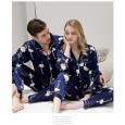 Spring and autumn summer couple pajamas long-sleeved simulation silk spring and autumn pajamas women models men and women winter thin home service suit CP