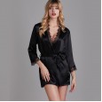 New style pajamas female summer nightgown ladies summer silk fun sexy lace bathrobe morning robe home service YT