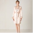 Simulation silk pajamas female simulation silk nightgown lace strap nightdress two-piece nightdress bathrobe home service DL