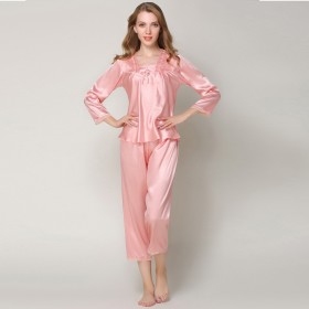 Spring and summer pajamas female simulation silk autumn suit long-sleeved trousers silk two-piece home service generation DL