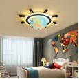 led eye protection children's room lamp creative globe rudder ceiling lamp remote control dimming boy girl bedroom chandelier