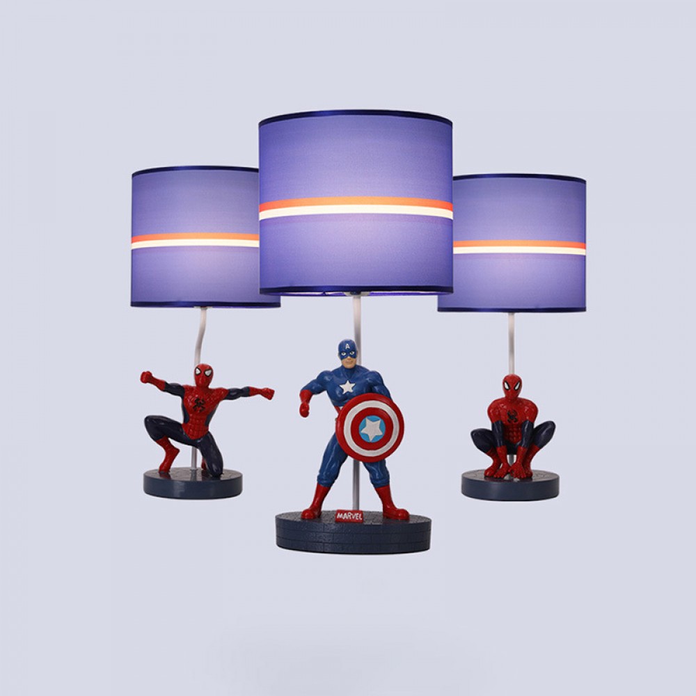 Cartoon bedroom bedside lamp creative led decorative table lamp Marvel Captain America Spider-Man children's room table lamp