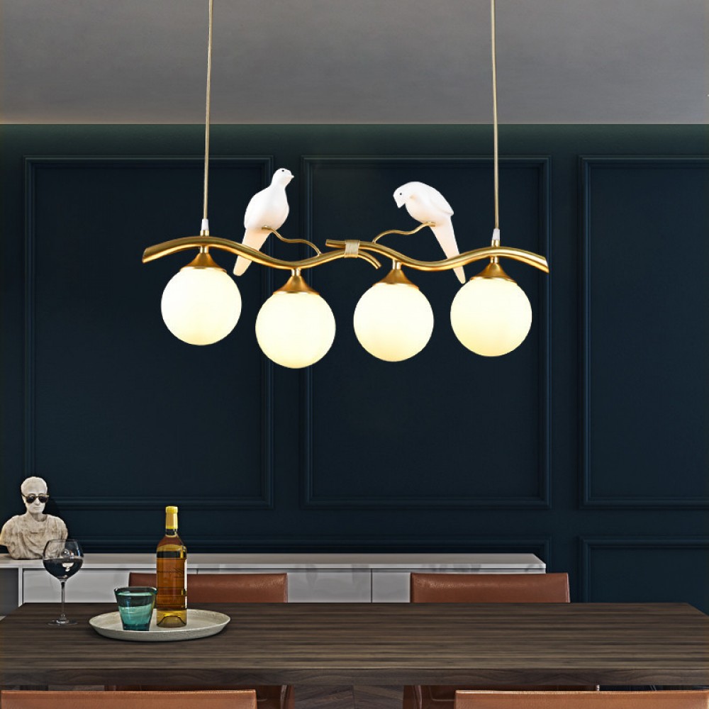 Strip restaurant bird chandelier Nordic new post-modern simple ground glass creative dining table study lamp
