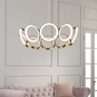 Postmodern ring chandelier creative art simple golden villa Nordic designer light luxury living room lamp