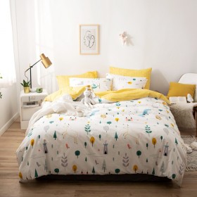 Spring and summer cartoon fresh series four-piece cotton four-piece bed linen bedding set for