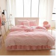 Cotton Korean Princess Princess Skirt Four Piece Suite Solid Color Romantic Lace Quilt Sheet Bedding