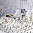 Nordic fabric small fresh and simple tablecloth lattice marble pattern cotton and linen table cloth long table