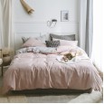 Fashionable Japanese Washed Cotton Simple Striped Lattice Cotton Bedding 1.5m1.8 Meter Bed Sheet Four-piece Set