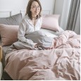 Fashionable Japanese Washed Cotton Simple Striped Lattice Cotton Bedding 1.5m1.8 Meter Bed Sheet Four-piece Set