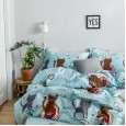 Age-reducing cartoon 13372 cotton printing four-piece double bed set quilt cover bed sheet