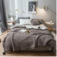 Autumn and winter chenille knitted lamb down blanket solid color sofa cover blanket shawl thickened double warm quilt cover blanket