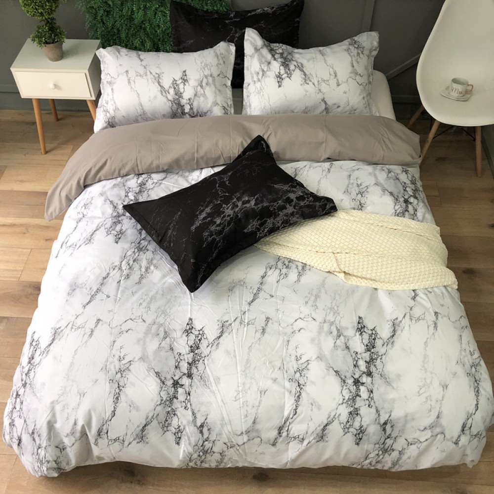 Hot-selling home textile marble pattern three or four sets without bed linen kit