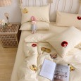 Washed cotton bed four-piece set small fresh towel embroidered cute girl heart cotton quilt cover